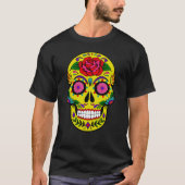 Yellow Sugar Skull Dia de los Muertos T-Shirt (Vorderseite)
