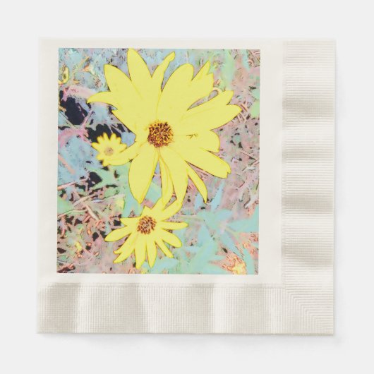 Yellow Summer Blumen Paper Napkins Serviette (Vorderseite)