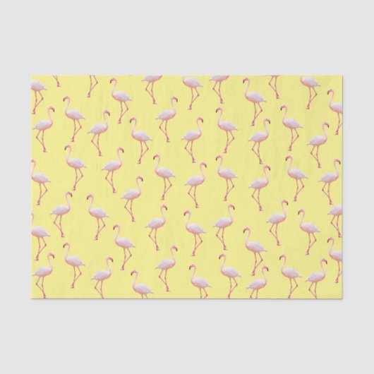 Yellow Summer Flamingo Pattern Seidenpapier (Vorderseite)