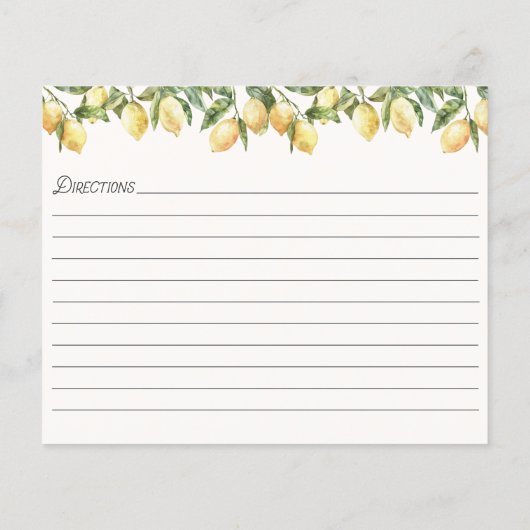 Yellow Summer Lemon Tree Family Rezept Card (Rückseite)