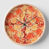 Yellow Summer Orange Bali Batik Art Paisley Uhr (Vorderseite)
