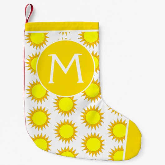 Yellow Summer Sun Sunshine Rays Monogram Kleiner Weihnachtsstrumpf (Vorderseite)