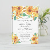 Yellow Summer Sunflower Wassercolor Quinceañera Einladung (Stehend Vorderseite)