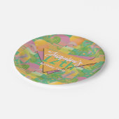 Yellow Summer Vaporwave Sunset Geburtstag Pappteller (Schrägansicht)