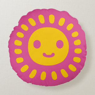 Yellow Sun Art Rundes Kissen