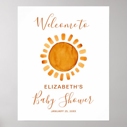 Yellow Sun Baby Dusche Begrüßung Poster (Vorne)