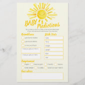 Yellow Sun Baby Dusche Vorhersage und Bingo Games Flyer (Vorne)