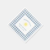 Yellow Sun Blue Gingham Boy Baby Shower Serviette (Ecke)