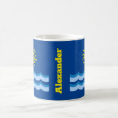 Yellow Sun Blue Waves Coffee Tasse (Mittel)