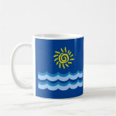 Yellow Sun Blue Waves Coffee Tasse (Links)