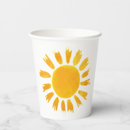 Yellow Sun First Birthday Party Pappbecher (Rückseite)