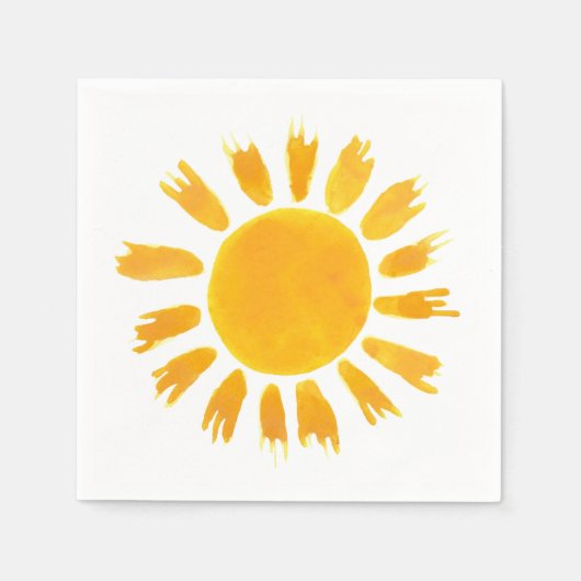 Yellow Sun First Birthday Party Serviette (Vorderseite)