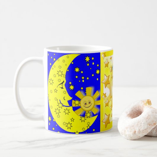 Yellow Sun Moon Blue Tasse (Mit Donut)