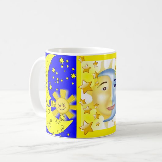 Yellow Sun Moon Blue Tasse (Vorderseite Links)