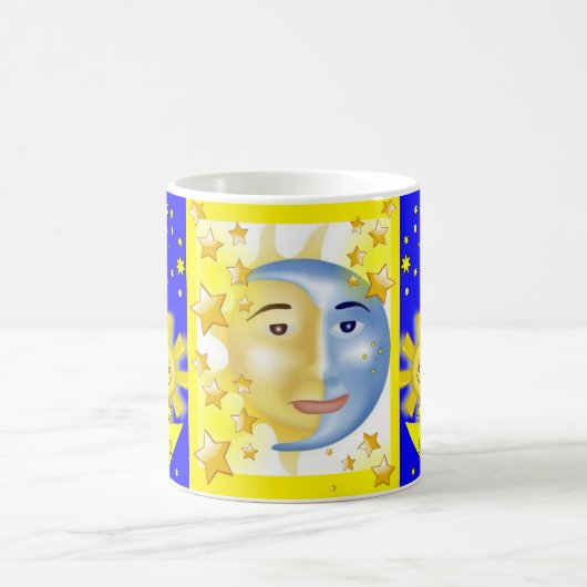 Yellow Sun Moon Blue Tasse (Mittel)