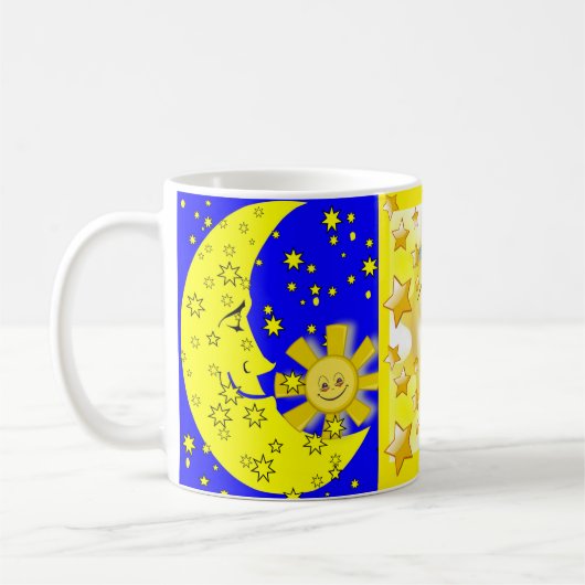 Yellow Sun Moon Blue Tasse (Links)