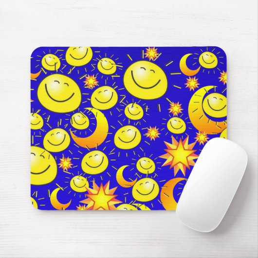 Yellow Sun Stars Moon Blue Mouse Pad! Mouse Pad Mousepad (Mit Mouse)