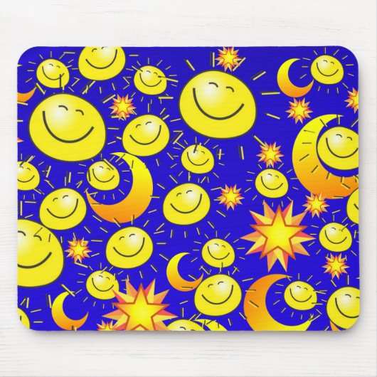 Yellow Sun Stars Moon Blue Mouse Pad! Mouse Pad Mousepad (Vorne)