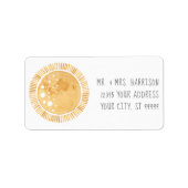 Yellow Sun Sunshine Modern Boho Mustard Address Adressaufkleber (Vorne)