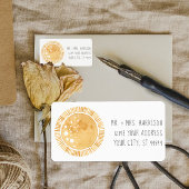 Yellow Sun Sunshine Modern Boho Mustard Address Adressaufkleber