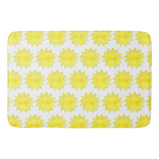 Yellow Sun Watercolor-Muster Badematte (Vorderseite)