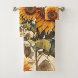 Yellow Sunblumen Bouquet Badhandtuch Set