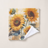 Yellow Sunblumen Bouquet Badhandtuch Set (Waschlappen)