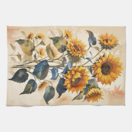 Yellow Sunblumen Bouquet Geschirrtuch