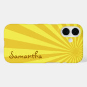 Yellow Sunburst "Add Your Name" Case-Mate iPhone Hülle (Rückseite (Horizontal))