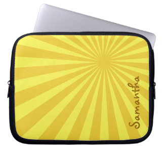 Yellow Sunburst "Add Your Name" Laptopschutzhülle