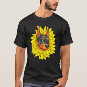 Yellow Sunflower Animal Pet Dog  Dog Owner Doberma T-Shirt