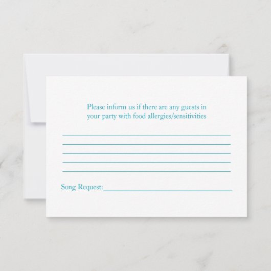 Yellow Sunflower Aqua Blue Ribbon Wedding RSVP (Rückseite)