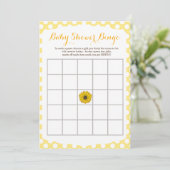 Yellow Sunflower Baby Dusche Bingo Spiel Einladung (Stehend Vorderseite)