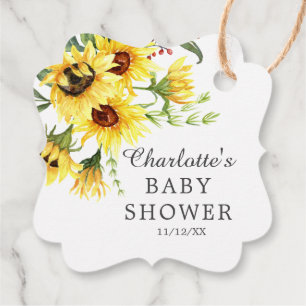 Yellow Sunflower Baby Dusche Gefallen Geschenkmark Geschenkanhänger