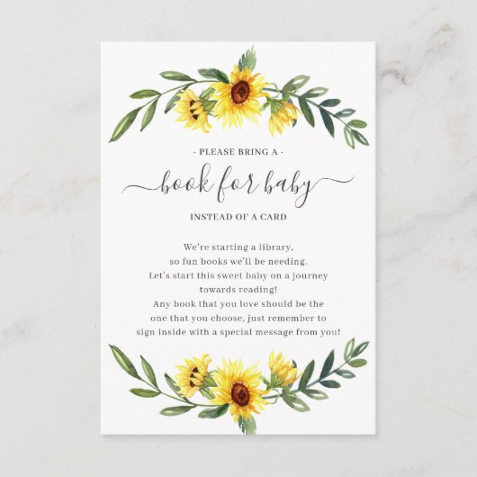 Yellow Sunflower Baby Showbook for Baby Begleitkarte (Vorderseite)