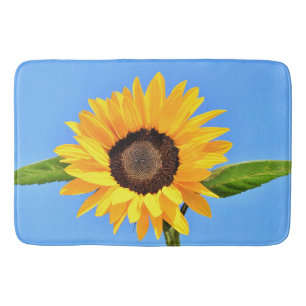 Yellow Sunflower Bath Mat Blue Sky Badematte