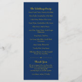 Yellow Sunflower Blume Navy Blue Wedding Program Programm (Rückseite)