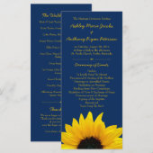 Yellow Sunflower Blume Navy Blue Wedding Program Programm (Vorne/Hinten)