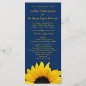 Yellow Sunflower Blume Navy Blue Wedding Program Programm (Vorderseite)