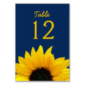 Yellow Sunflower Blume Navy Blue Wedding Tischnummer (Rückseite)