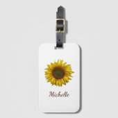 Yellow Sunflower Boho Botanical Personalized Gepäckanhänger (Vorderseite Vertikal)