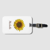 Yellow Sunflower Boho Botanical Personalized Gepäckanhänger (Vorderseite (Horizontal))