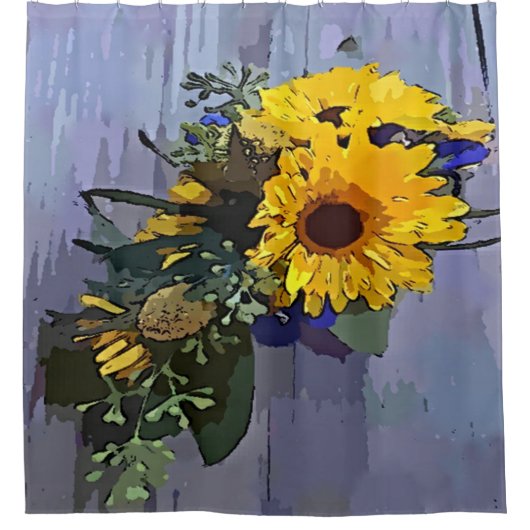 Yellow Sunflower Bouquet Duschvorhang (Vorderseite)