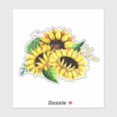 Yellow Sunflower Bouquet in Watercolor Aufkleber (Blatt)