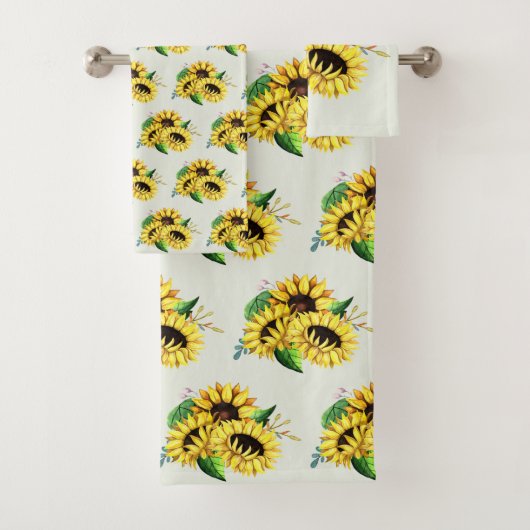 Yellow Sunflower Bouquet in Watercolor Badhandtuch Set (Insitu)