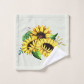 Yellow Sunflower Bouquet in Watercolor Badhandtuch Set (Waschlappen)