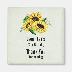 Yellow Sunflower Bouquet in Watercolor Geburtstag Magnet
