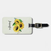 Yellow Sunflower Bouquet in Watercolor Gepäckanhänger (Vorderseite horizontal)