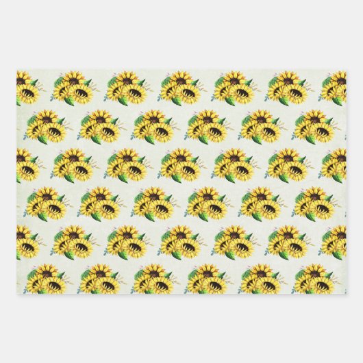 Yellow Sunflower Bouquet in Watercolor Geschenkpapier Set (Vorderseite 3)