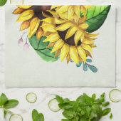 Yellow Sunflower Bouquet in Watercolor Geschirrtuch (Gefaltet)